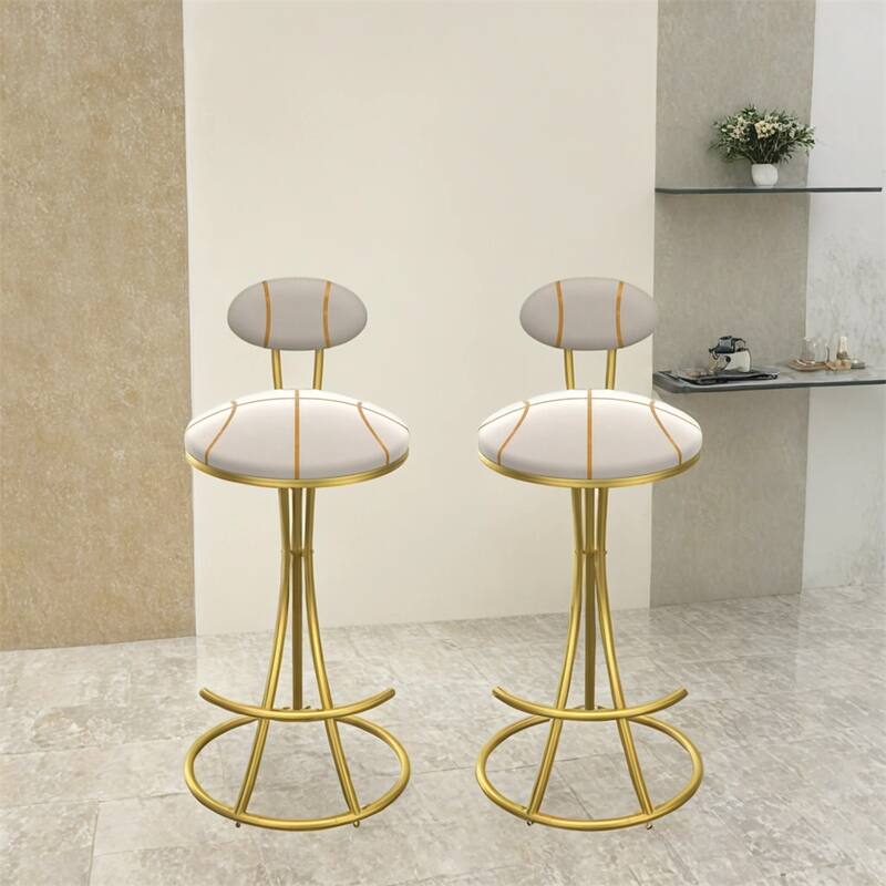 Round Bar Stools S-shaped Stripe Kitchen Stool Set of 2,Counter Chair