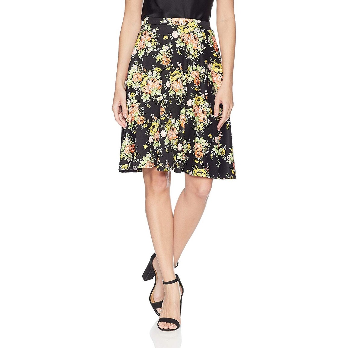 knee length black skater skirt