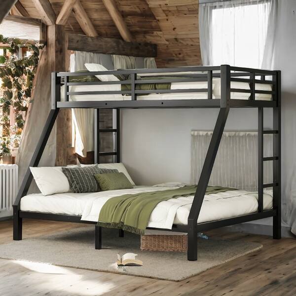 slide 2 of 11, Black Bunk Bed With Under Bed Storage and 2 Side Ladder,Twin XL over Queen for Home Black