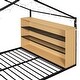 preview thumbnail 10 of 11, Full Size Floor House Bed with Wood Shelves, LED Light, Black