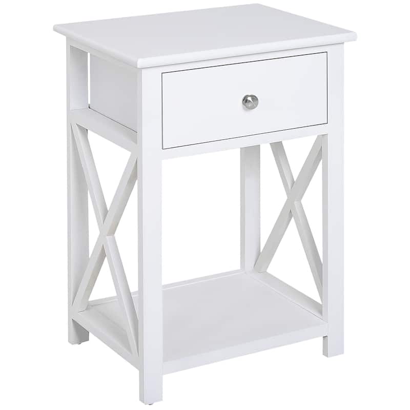 HomCom Wood X-side End Table - 15.5"L X 12"W X 22"H