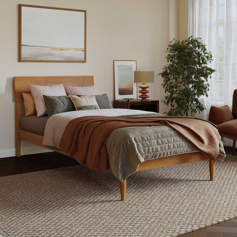 Bradford Platform Bed with Adjustable Headboard - Twin XL - Light Toffee