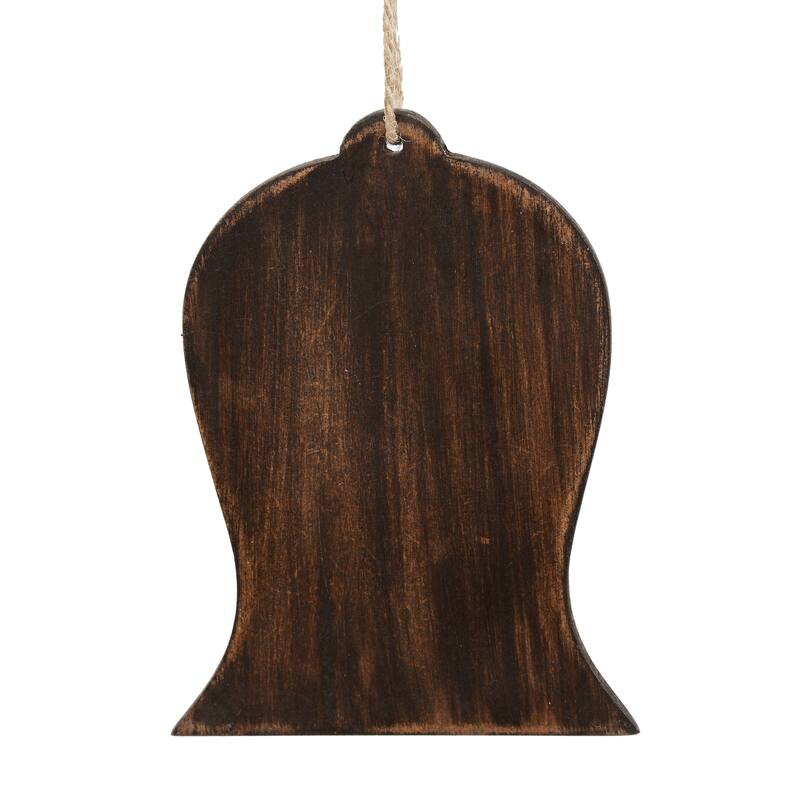 Sevita Traditional Wooden Peace Bell Figurine Ornament, Set of 4 - 7" x 5" x .1"