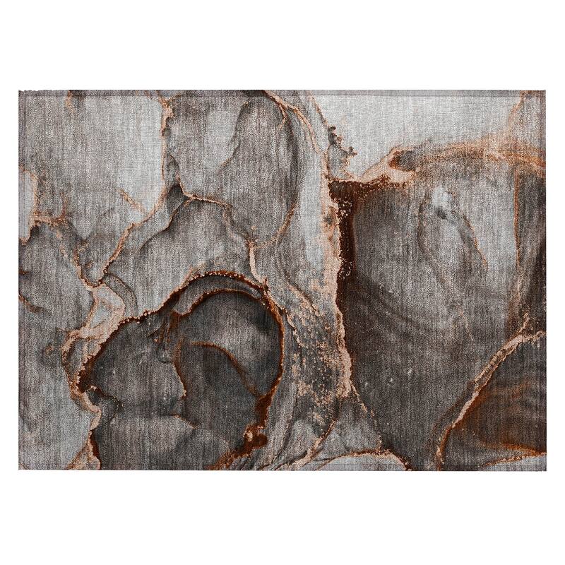Machine Washable Indoor/ Outdoor Abstract Chantille Rug