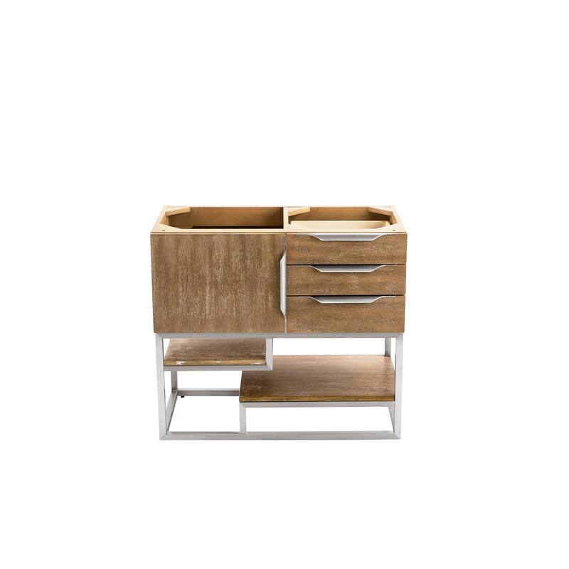 James Martin Vanities Columbia 36" Single Vanity, Latte Oak with Brushed Nickel Hardware - Base Only - No Countertop