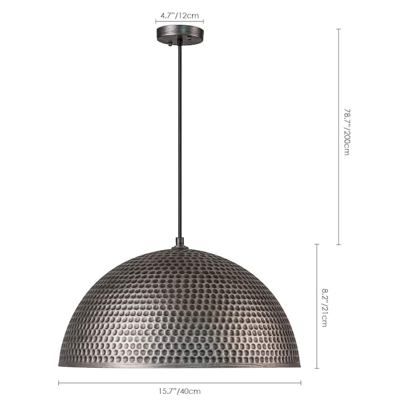 1-Light Industrial Farmhouse Oversized Pendant Gold Leaf Hammered Semi-Sphere Dome Pendant Light for Kitchen Island