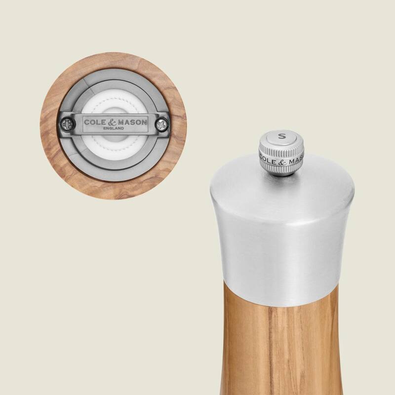 Cole & Mason Bromley Olive Wood Salt Mill with Adjustable Grind 6"