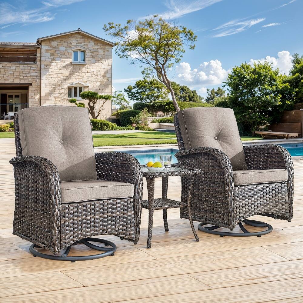 Gymojoy Patio Furniture Set Outdoor Wicker Swivel Glider Chairs Set