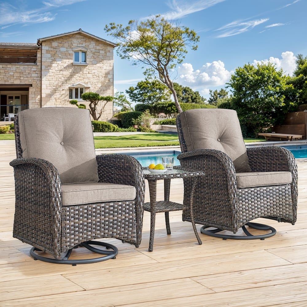 Gymojoy Patio Furniture Set Outdoor Wicker Swivel Glider Chairs Set