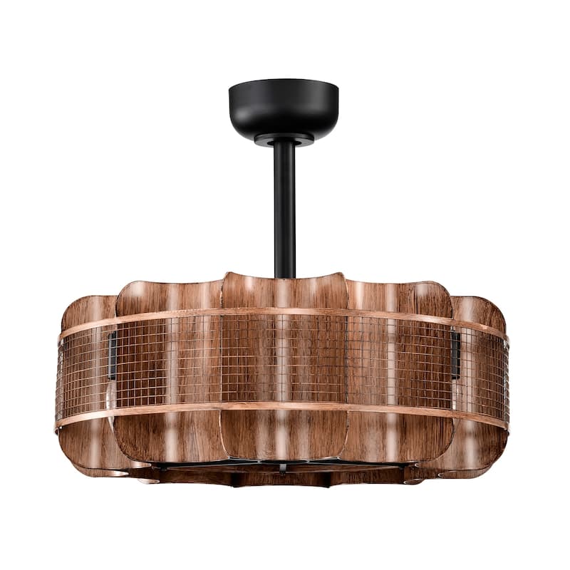 Moritz 21 Inch Imitation Wood Grain Farm House Style Fandelier - N/A