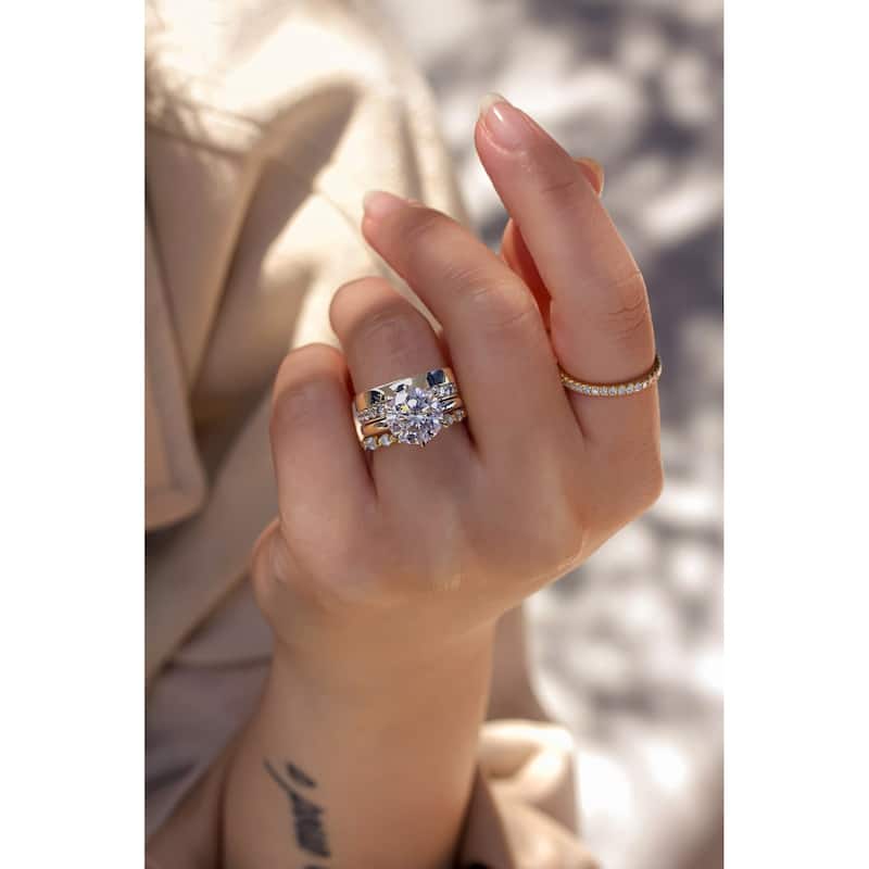 Kobelli 3.5 Carats Round Lab Grown Diamond Certified 14k Solid Gold Modern Dorado Bridal Set