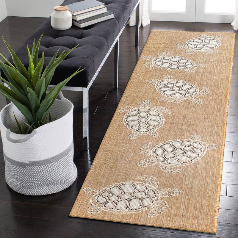 Liora Manne Carmel Collection Sea Turtles Indoor/ Outdoor Area Rug - 1'11" x 7'6" Runner - Sand