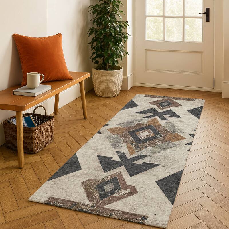 Premium Washable Super Soft Global Impressions Mayfield Rug - Beige - 2'3" x 7'6"