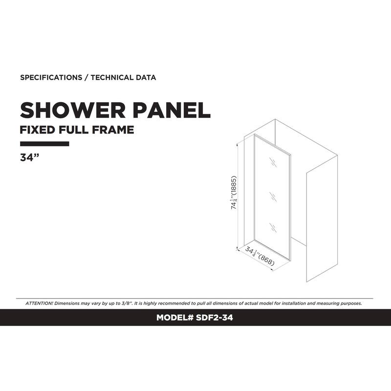 Fine Fixtures Single Fixed Clear Tempered Glass Shower Panel