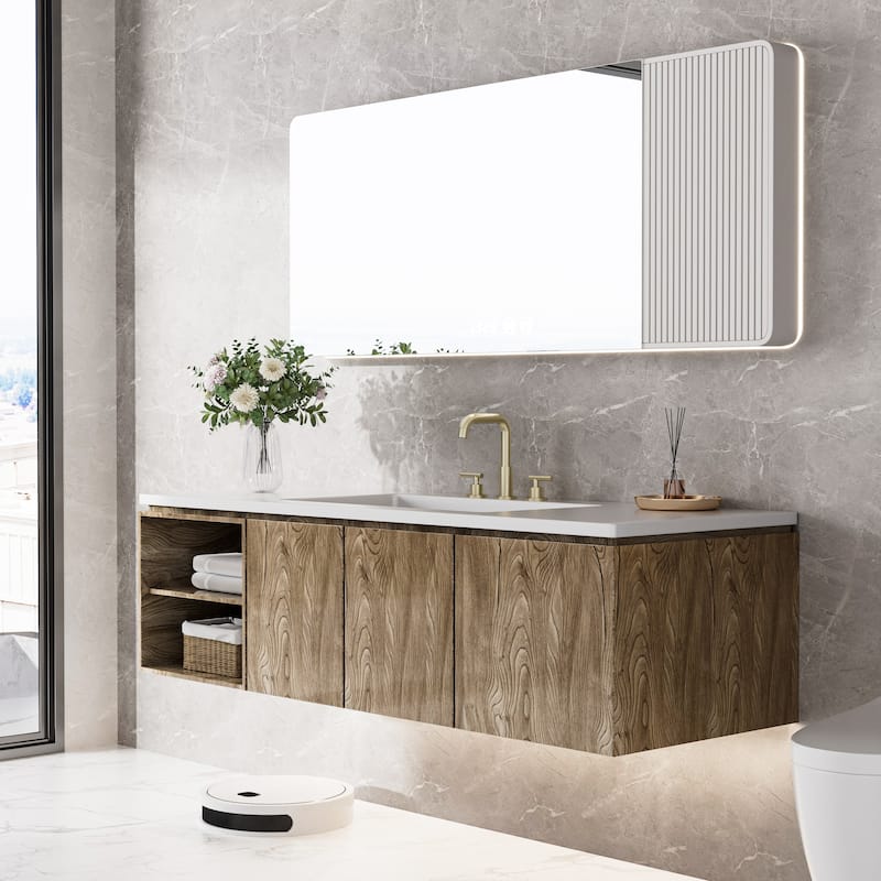 Modland 3-Hole Bathroom Faucet with 360-degree Swivel Spout, CUPC Certified & Leak-Proof, Luxury Brushed Gold