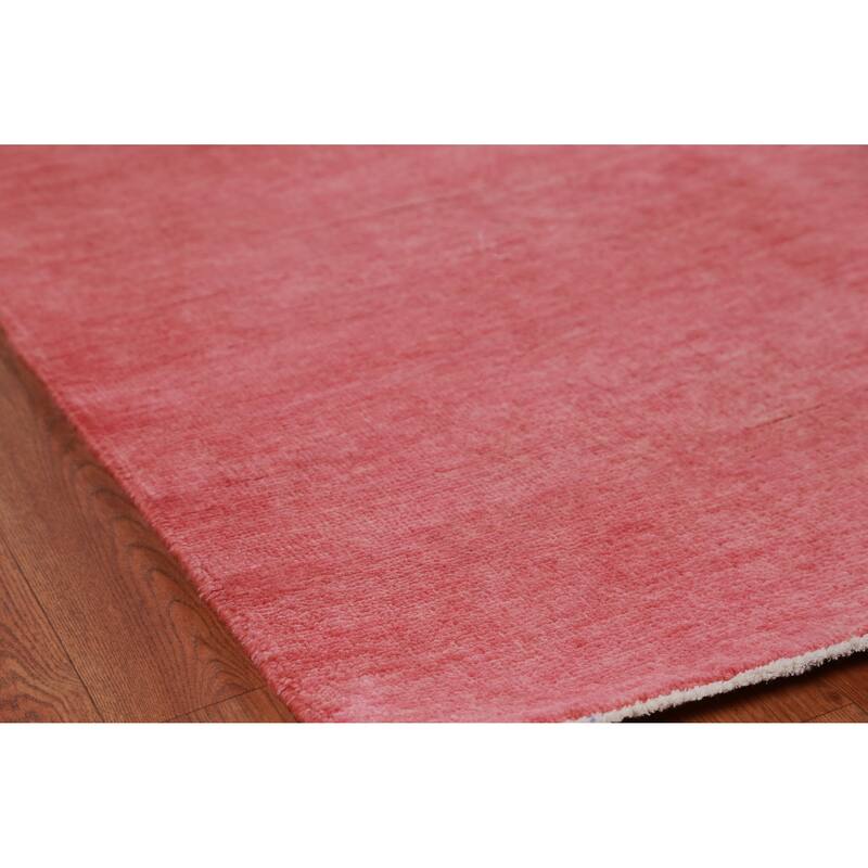 Hand Knotted Oriental 100% Wool Carpet Modern Solid Coral Gabbeh Area Rug - 12' 1'' X 9' 1''