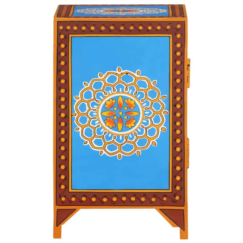 vidaXL Hand Painted Bedside Cabinet 15.7"x11.8"x19.7" Solid Mango Wood