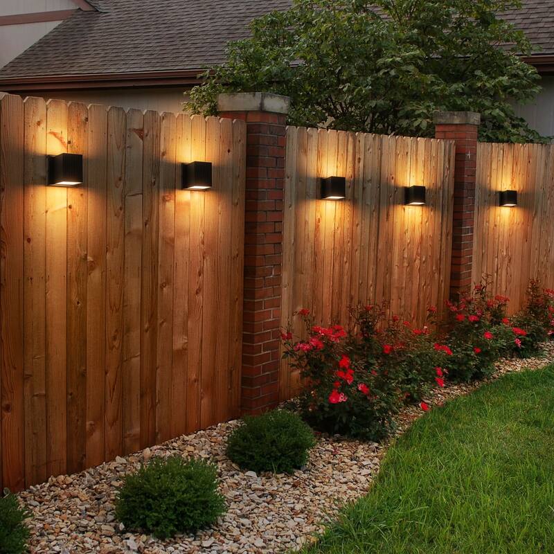 2-Light Matte Black LED Outdoor Wall Sconce