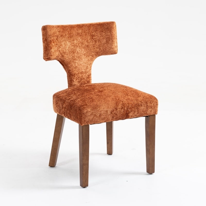 Linen Upholstered Dining Chairs Set of 2, Ergonomic Armless Side Chairs, Kitchen Chairs with Curved Back & Hardwood Frame