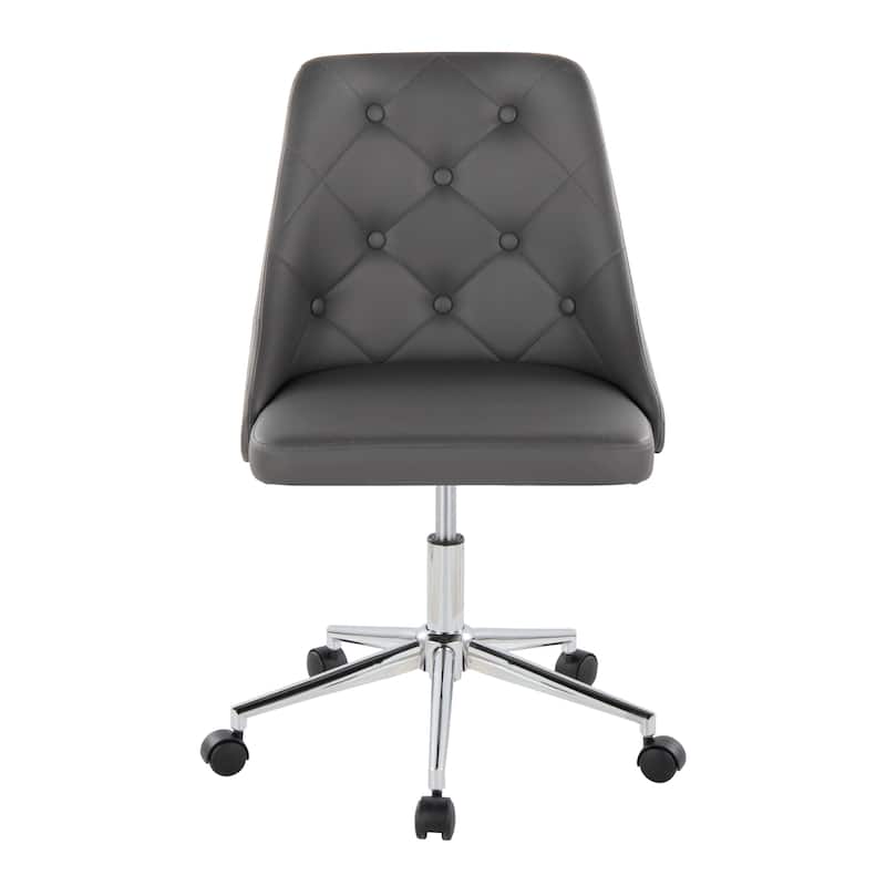 Silver Orchid Ockelbo Adjustable Office Chair with 5-Star Caster Base - Grey Faux Leather/Chrome Metal