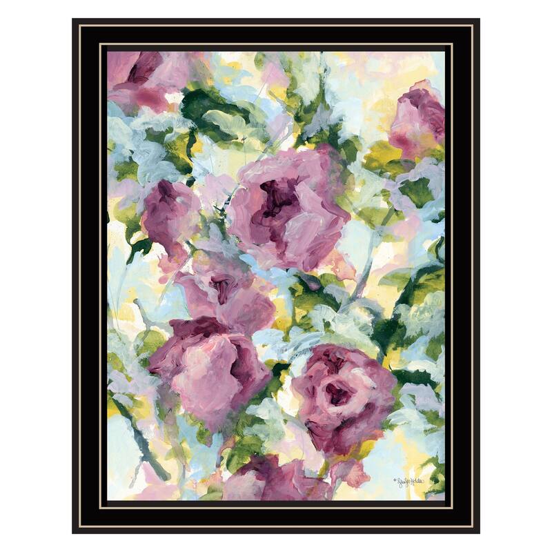 TrendyDecor4U Contemporary "Abstract Floral" Framed Print Wall Art - Multi