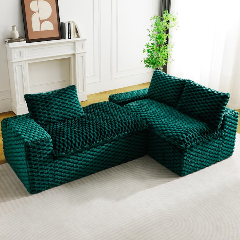 L-Shaped Sleeper Sectional Sofa Convertible Straight Sofa, Loveseat and Chaise Lounge Set for Living Room