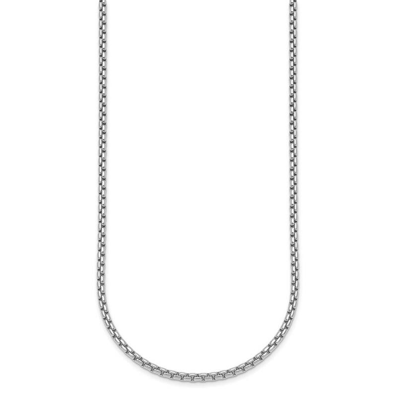 Curata 925 Sterling Silver Rhodium 2.7mm Box Chain Necklace for Men