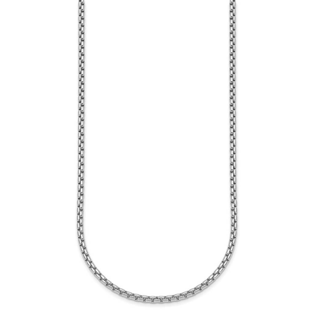 Curata 925 Sterling Silver Rhodium 2.7mm Box Chain Necklace for Men