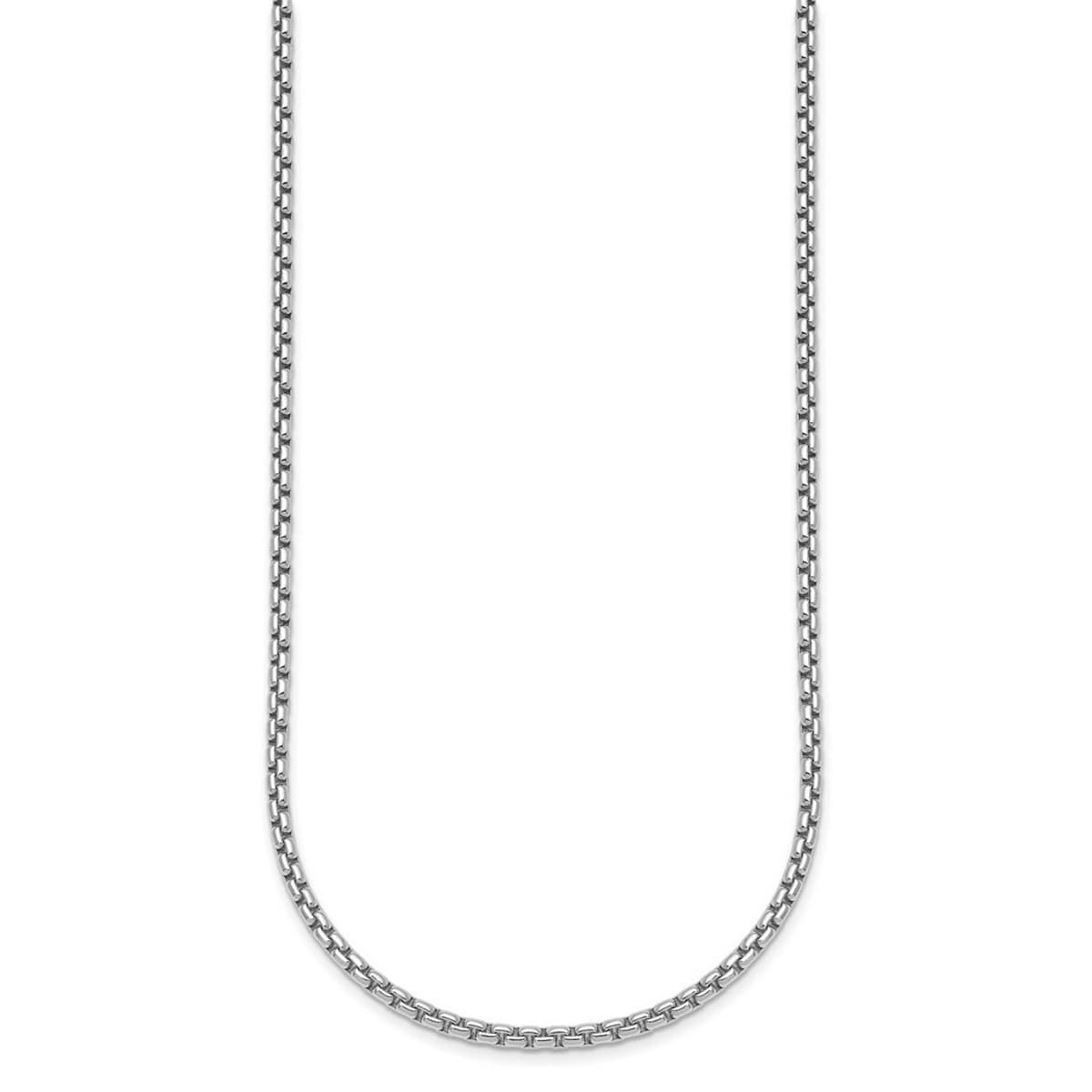 Curata 925 Sterling Silver Rhodium 2.7mm Box Chain Necklace for Men