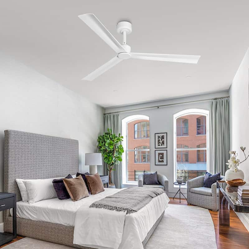 50" White Modern ABS 3-Blade Outdoor Ceiling Fan without Light