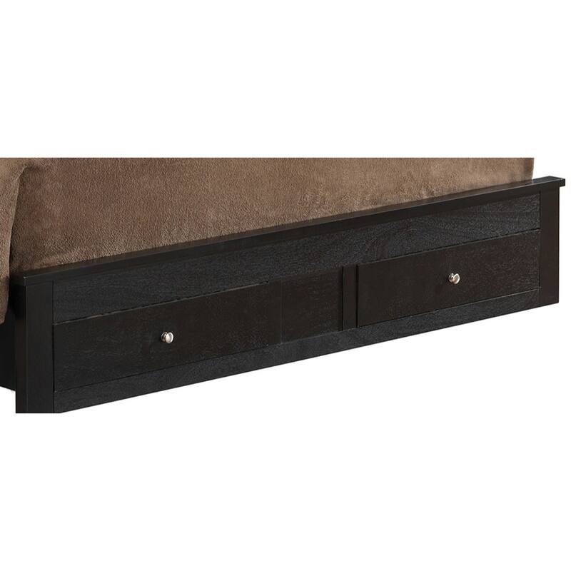 Solid Padded Upholstered Panel Full Bed with Drawers - 81" - Black
