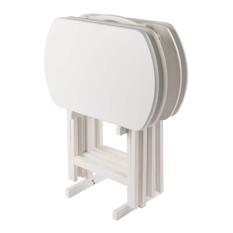 Corbett 4 Snack Tables with Stand White Finish