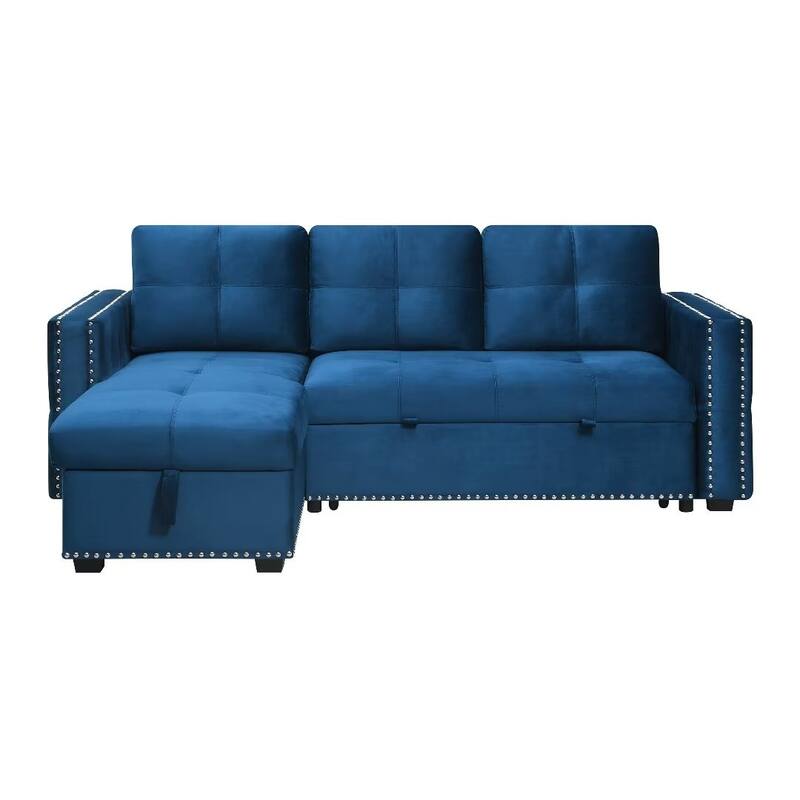 Modern Reversible L-shaped Sleeper Sectional Sofa Bed with Storage Chaise