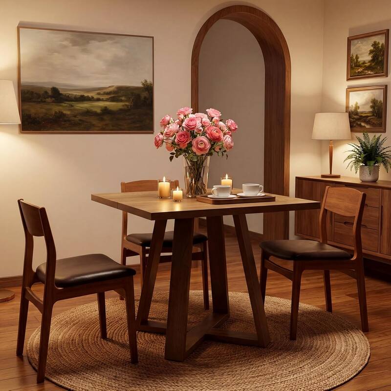 31.5" Small Square Dining Table, Modern Farmhouse Wooden Dinner Kitchen Table for 2-4 - 31.50" W × 31.10" D × 29.53" H