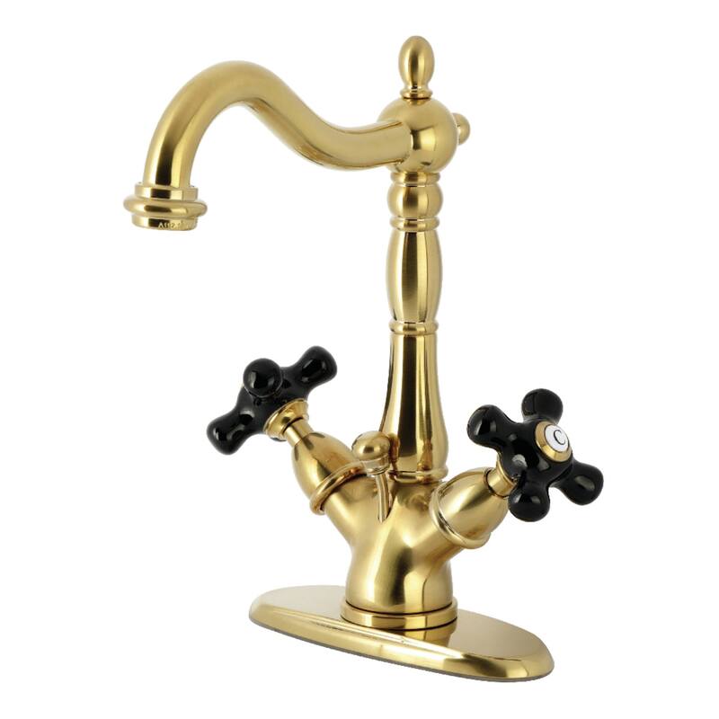 Kingston Brass Duchess Double-Handle 4" Centerset Bathroom Faucet with Brass Pop-Up - Brushed Brass