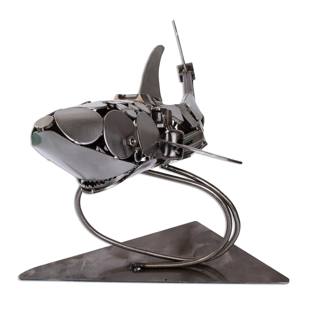 Novica Handmade Rustic Shark Recycled Auto Parts Sculpture