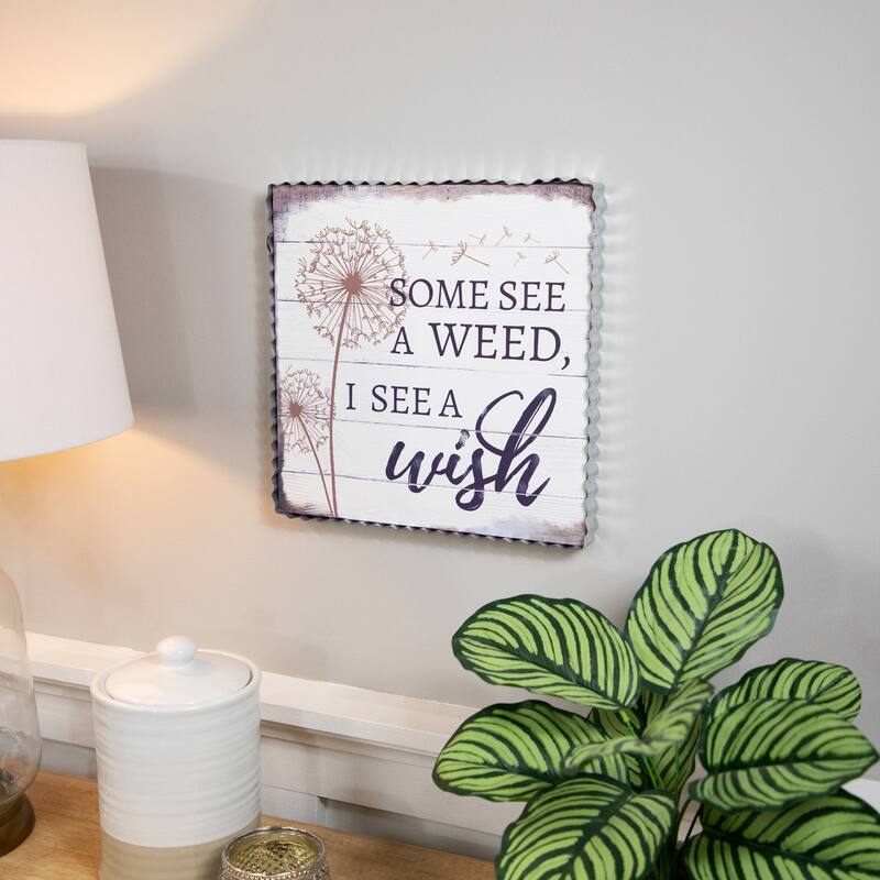 "Some See A Weed" Dandelion Framed Canvas Wall Art - 12"