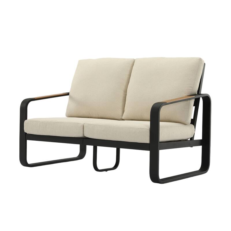 Outdoor Patio Sofa with Removable Cushions, Weather-Resistant