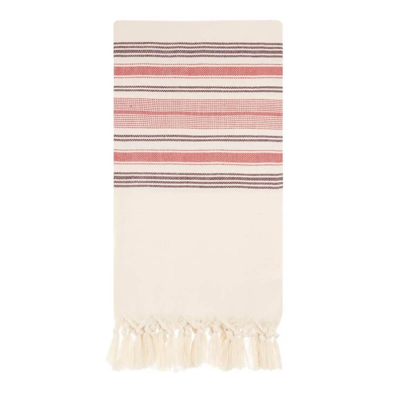 Red Burgundy Striped Beach Towel - Authentic 100% Turkish Cotton Beach ...