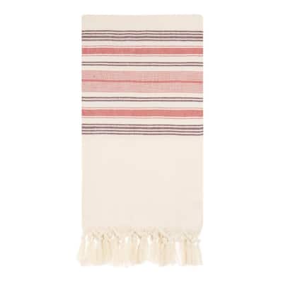 Red Burgundy Striped Beach Towel - Authentic 100% Turkish Cotton Beach & Bath Towels - Citizens of the Beach Collection