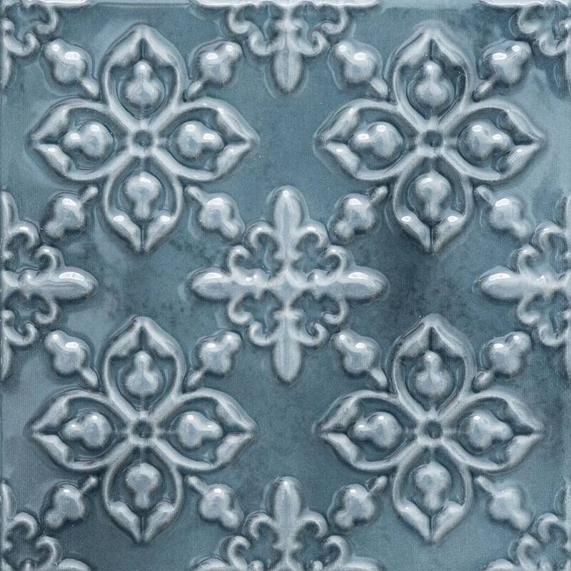 Coat of Arms 5.9x5.9 Azul Glossy Textured Polished Ceramic Wall Tile