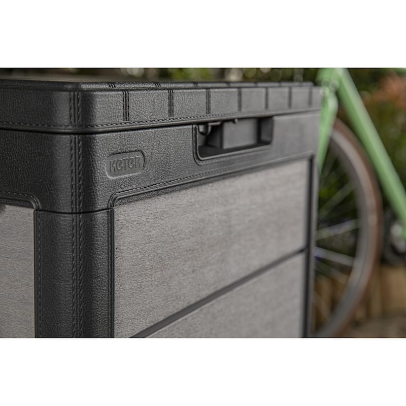 Keter Denali 30 Gallon Compact Durable Resin Outdoor Storage Deck Box For Furniture and Supplies, Grey