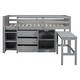 preview thumbnail 6 of 8, Multifunctional Twin Size Low Loft Bed With Pull-Out Desk, Drawers, Cabinet, Pine Wooden Bed with Storage Shelves, Grey