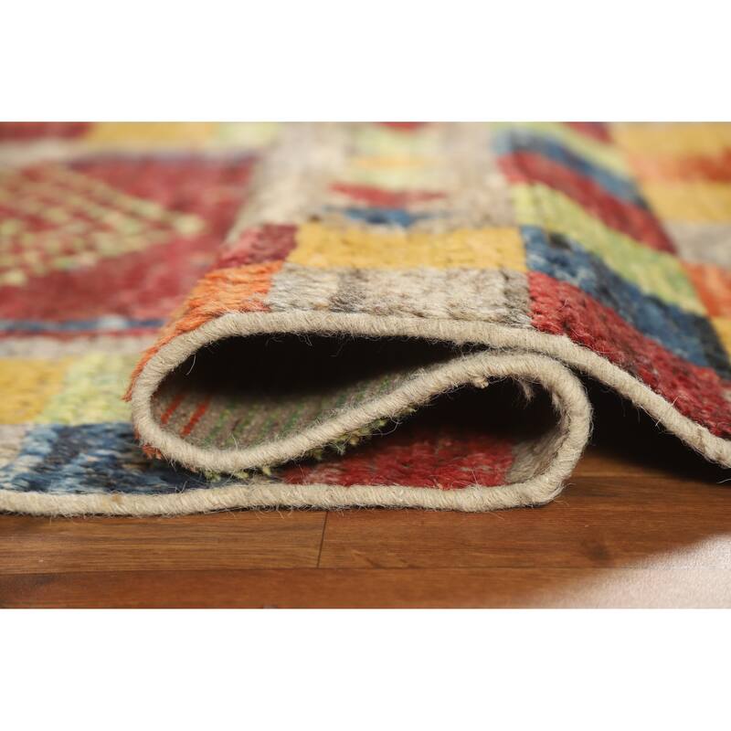 Geometric Moroccan Runner Rug Hand-Knotted Wool Carpet - 3'1" x 9'6"