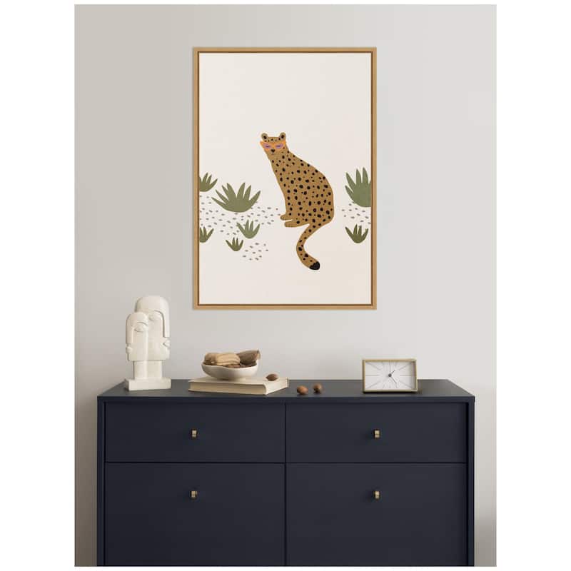 Kate and Laurel Leopard II by July Art Prints Framed Canvas Wall Art Print