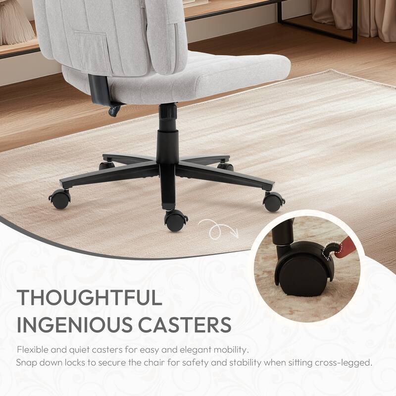 Ergonomic Fabric Office Chair, Adjustable Swivel Executive Desk Chair with Wheels