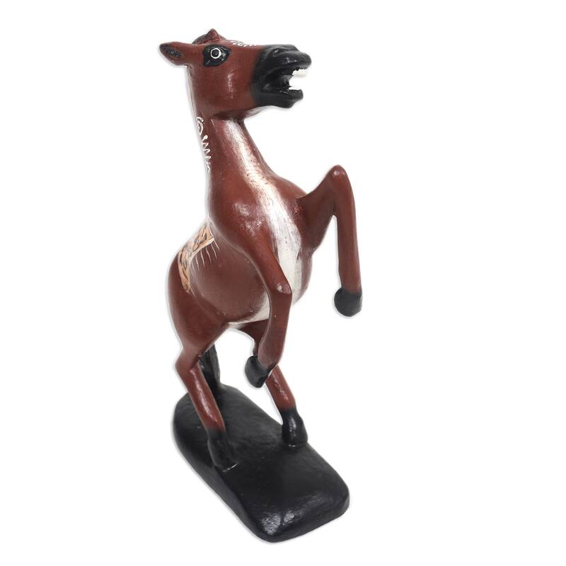 Novica Handmade Triumphal Gallop Wood Sculpture