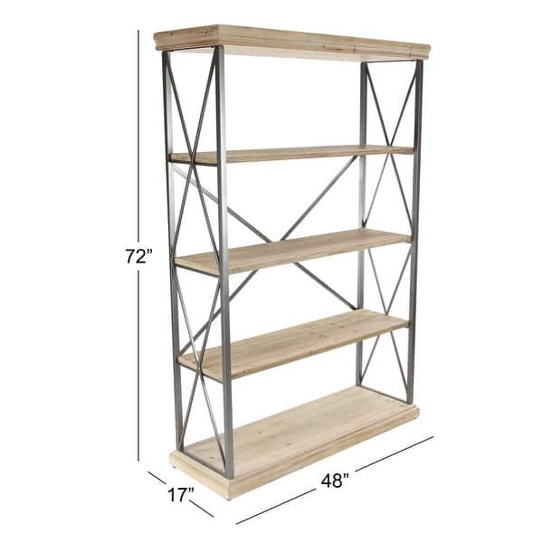 dimension image slide 4 of 5, Brown Wood 3 Shelves Shelving Unit - 48 x 17 x 34