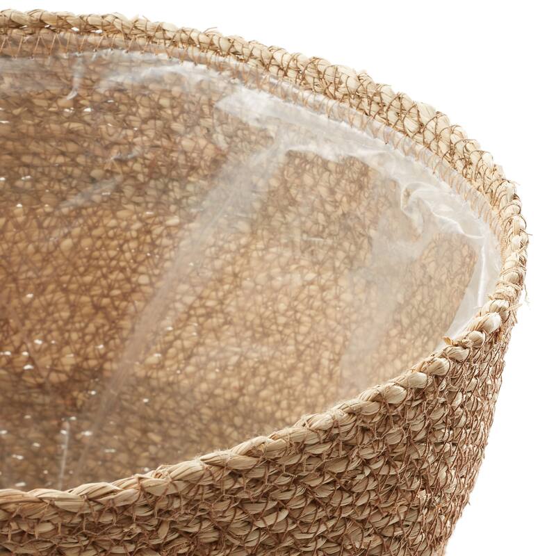 Set of 3 Seagrass Planter Baskets Natural Flower Pot Covers w Liners