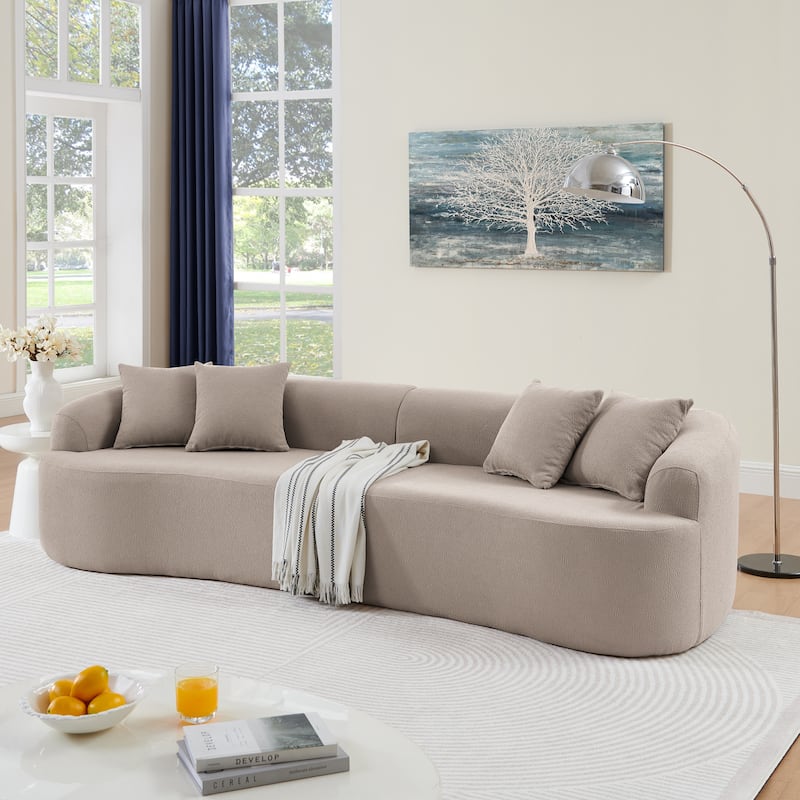 GDFStudio - Ami Curved Compressed Modular Sectional Sofa in Lamb's Wool Fabric - Brown